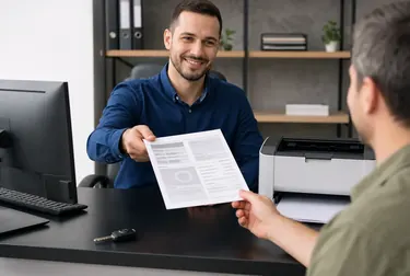 Computador realizando a impressão do CRLV-e em um escritório de despachante.
